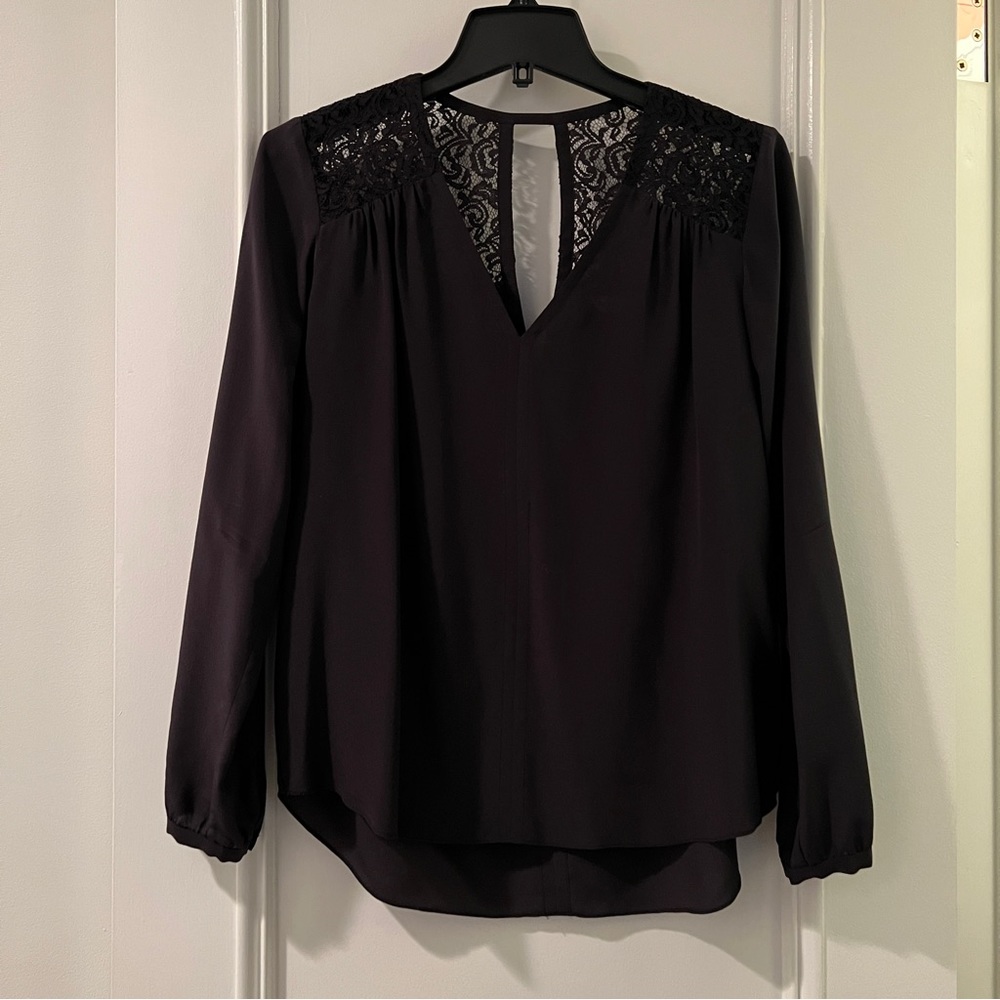 Rebecca Taylor Silk and Lace Long Sleeve Blouse